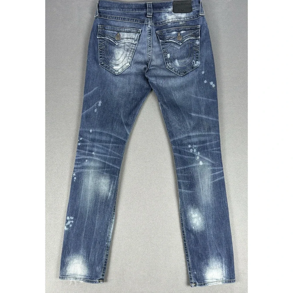 True Religion‎ Jeans Mens 30x33 Blue Distressed Geno Relaxed Slim Flap Pocket